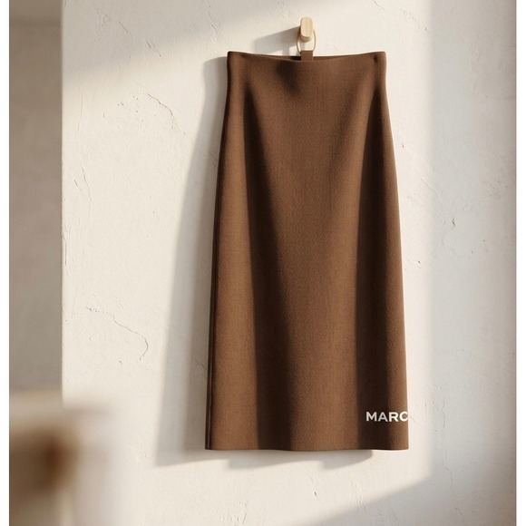 Marc Jacobs Dresses & Skirts - Marc Jacobs The Tube Skirt XS Chocolate Brown Viscose Knit Midi Logo N101V01RE21